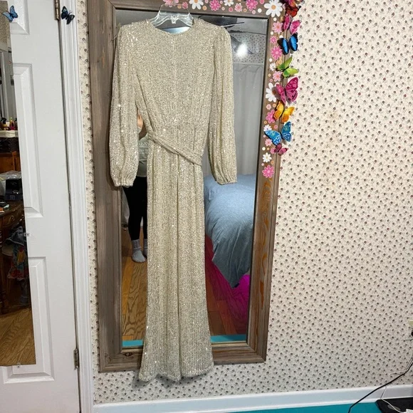 Silver and Champagne Jumpsuit sz M